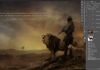 Lion Lamb and Solider Landscape PSD Background