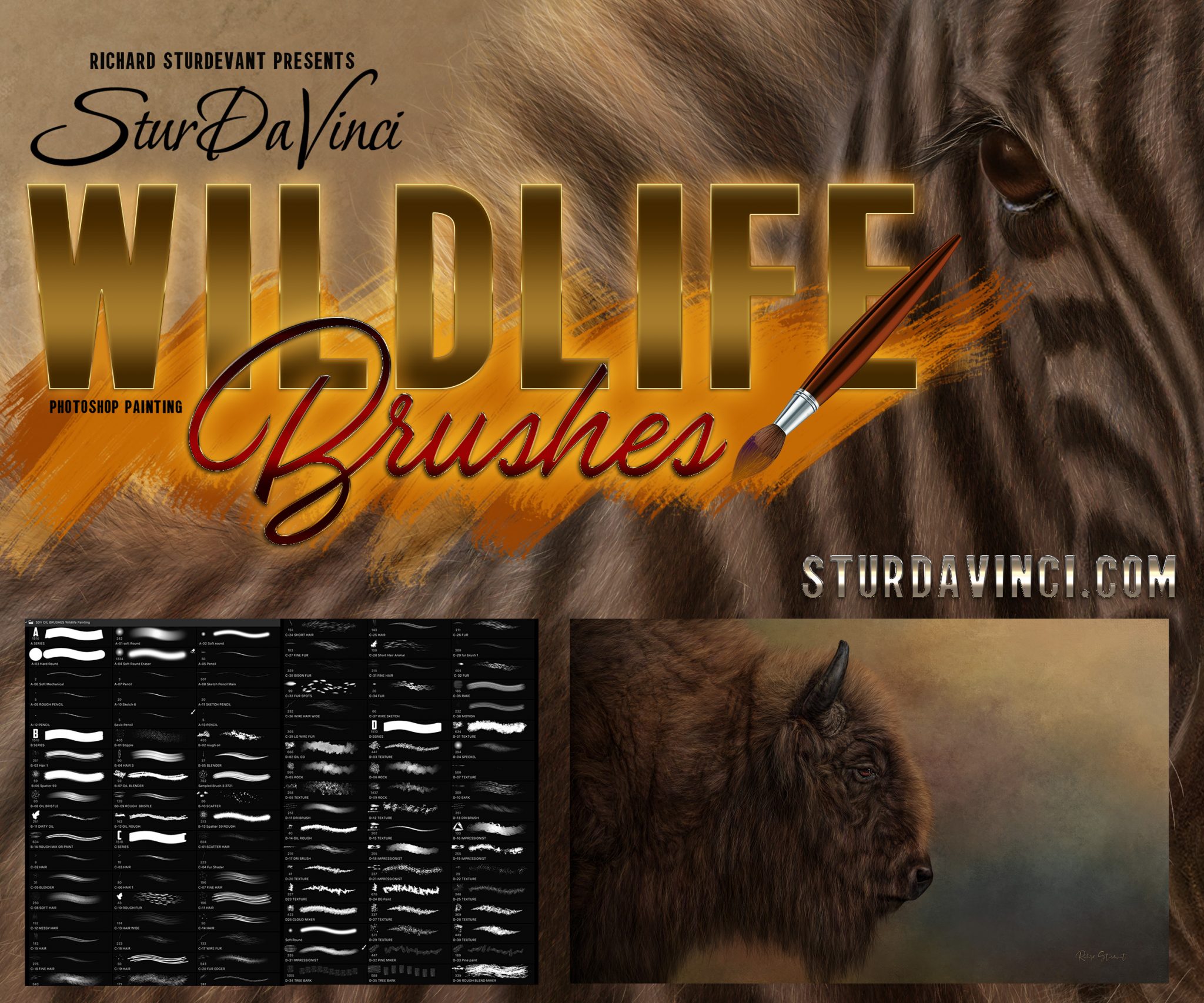 Wildlife Oil Painting Brushes SturDaVinci Art Tools